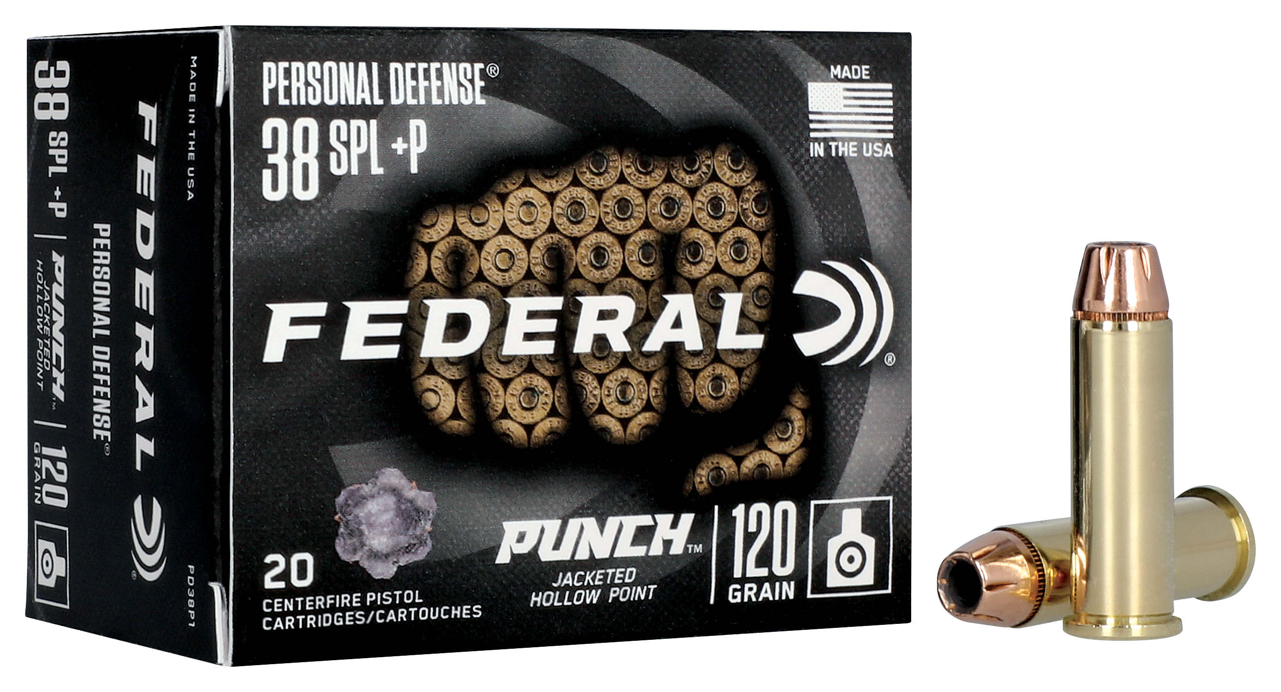 Federal Punch Personal Defense .38 Special +P 120 Grain Handgun Ammo ...